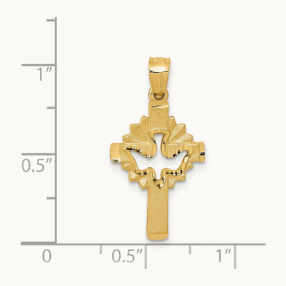 Dove Cross Charm, 14K