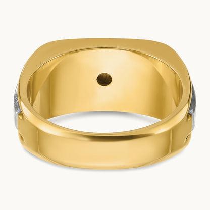 IBGoodman Men's Polished and Satin Diamond Complete Ring, 14K Two-tone