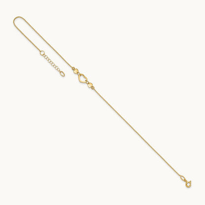 Polished Heart with 10in Plus .75in ext. Anklet, 14K