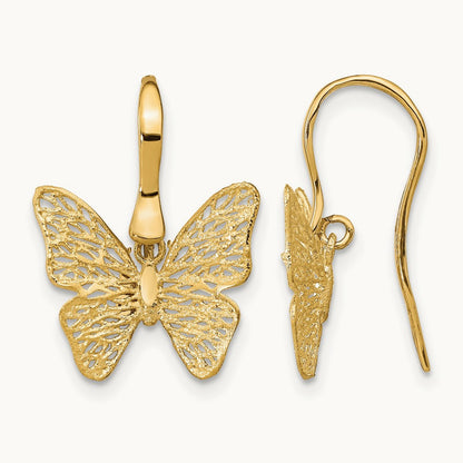 Polished Filigree Butterfly Earrings, 14K — Leslie's