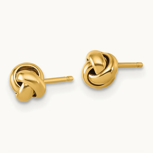 Polished Love Knot Post Earrings, 14K