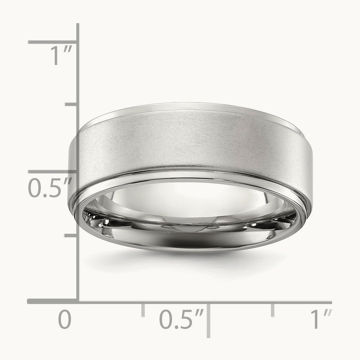 Polished with Brushed Center Band, 8mm, Stainless Steel