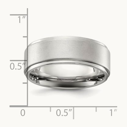 Polished with Brushed Center Band, 8mm, Stainless Steel