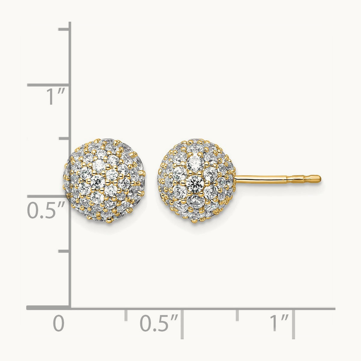 Pave Ball Stud Post Earrings, 2.75-4.25 ct tw Lab-Grown Diamond — 2 3/4 ct, 14K Yellow Gold