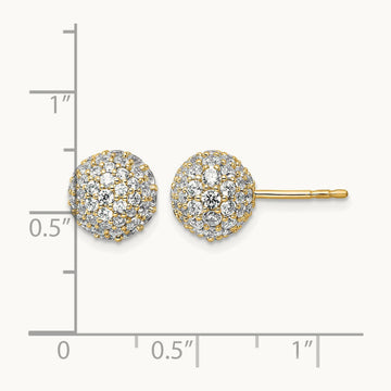 Pave Ball Stud Post Earrings, 2.75-4.25 ct tw Lab-Grown Diamond — 2 3/4 ct, 14K Yellow Gold