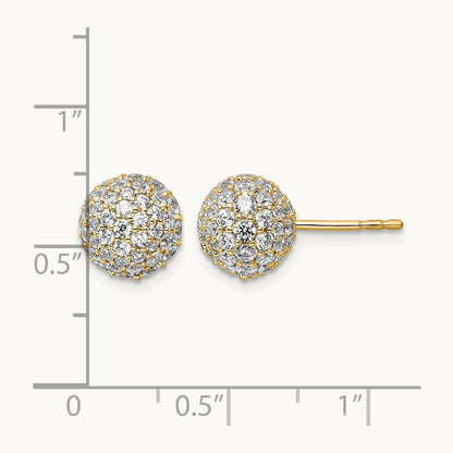 Pave Ball Stud Post Earrings, 2.75-4.25 ct tw Lab-Grown Diamond — 2 3/4 ct, 14K Yellow Gold