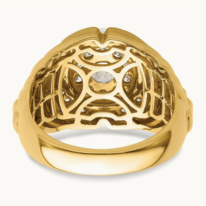 Men's Cluster Ring, 1.25 ct tw Lab-Grown Diamond — 10K Yellow Gold