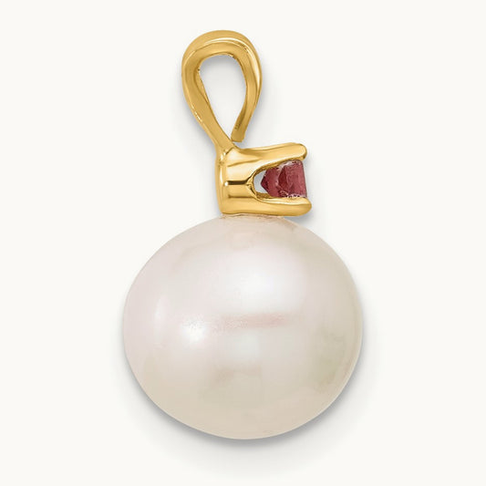 Topaz 8- White Round FWC Pearl Pendant, 8.5mm, 14K Pink