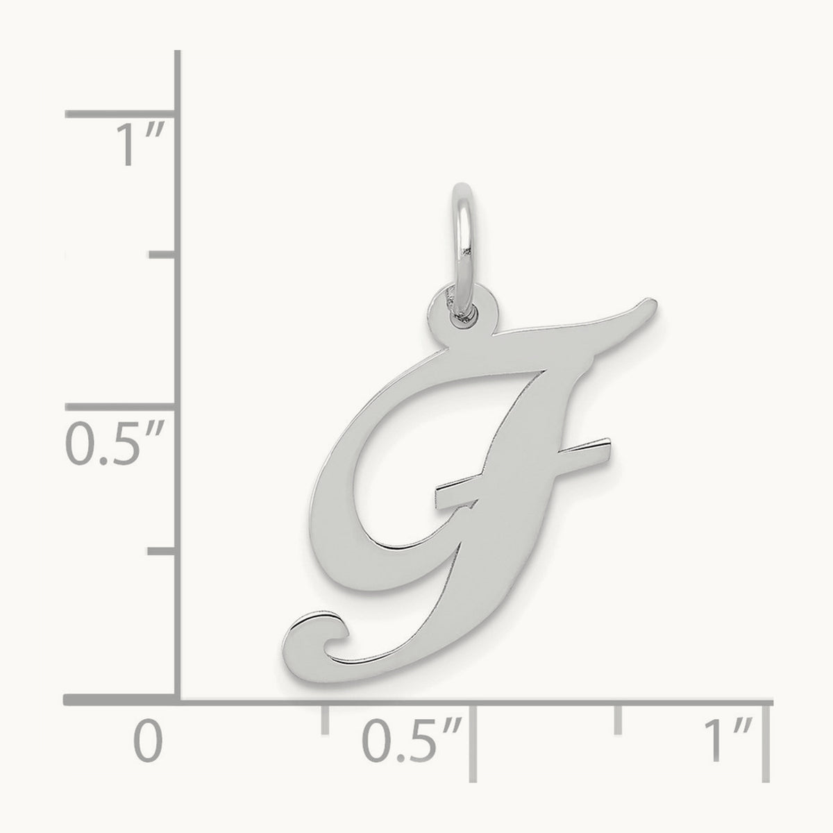 Medium Fancy Script Initial Charm — 14K White Gold, F