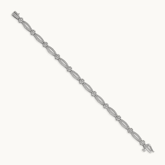 Flower Link Bracelet, 2.00 ct tw Lab-Grown Diamond