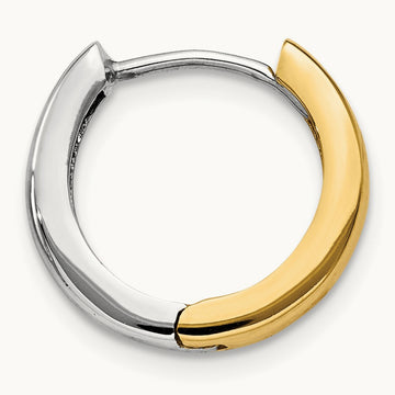 Single 14k Two-tone Round Hinged Hoop Earring