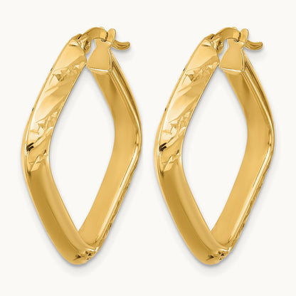 Polished and Diamond-cut Square Hoop Earrings — Leslie's — photo set
