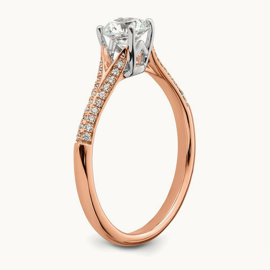 And Rose Gold Semi-Mount Round Engagement Ring, 0.10 ct tw