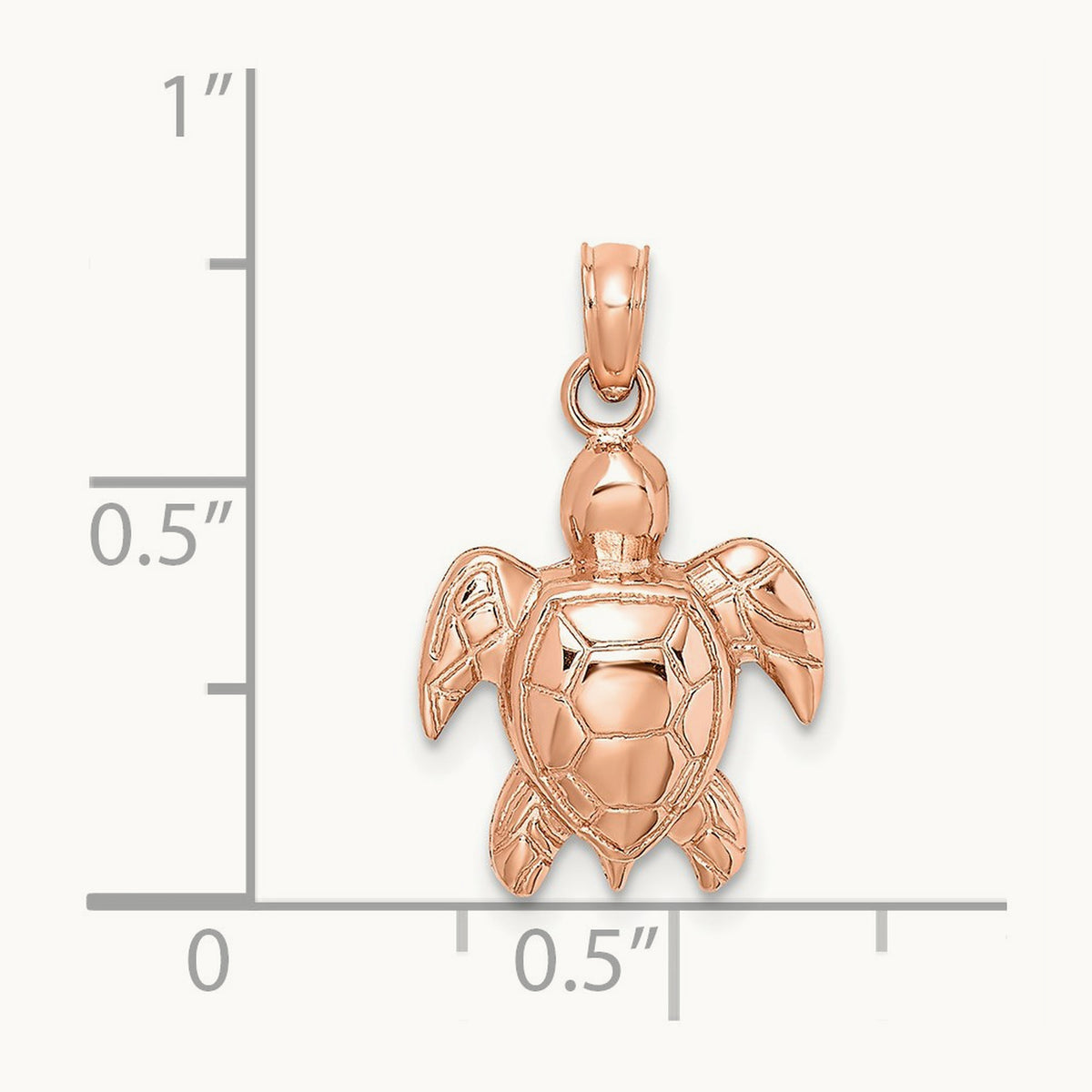 Textured Sea Turtle Charm — 14K Rose Gold, 14.75mm