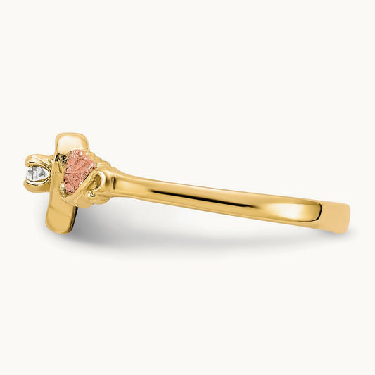 Black Hills Gold Heart Ring, 0.05 ct tw
