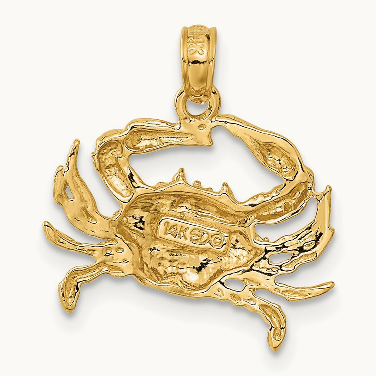 Blue Crab Pendant — 14K Yellow Gold, 20mm