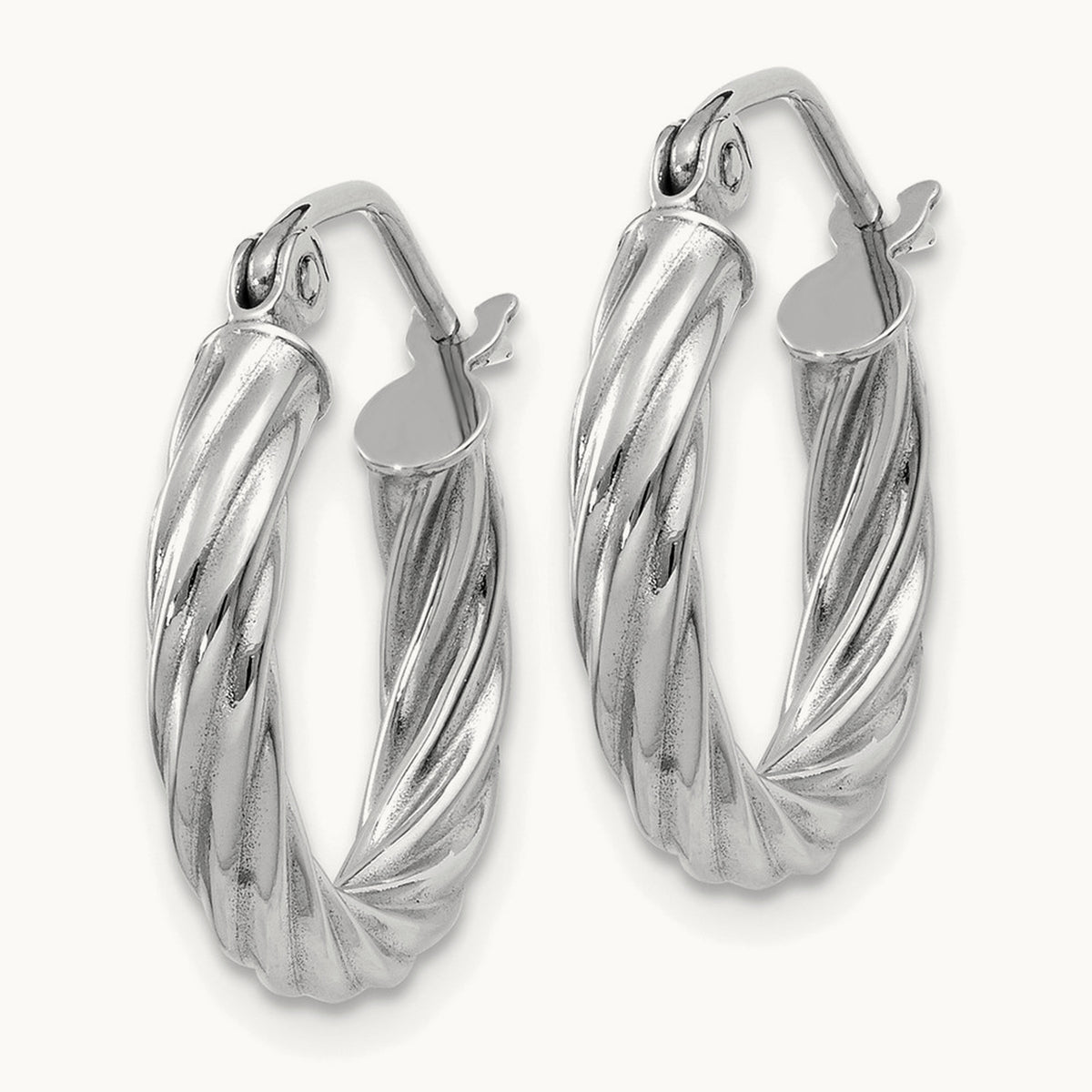 Rope Twist Hoop Earrings — 14K White Gold, 10mm, 3.25mm