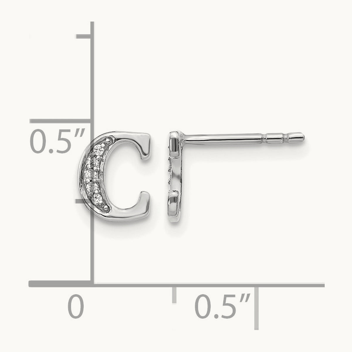 Diamond Earrings — 14K White Gold, 8mm, C