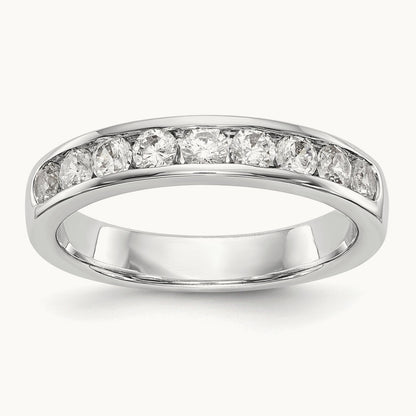 9-Stone Diamond Channel Band, 14K White Gold