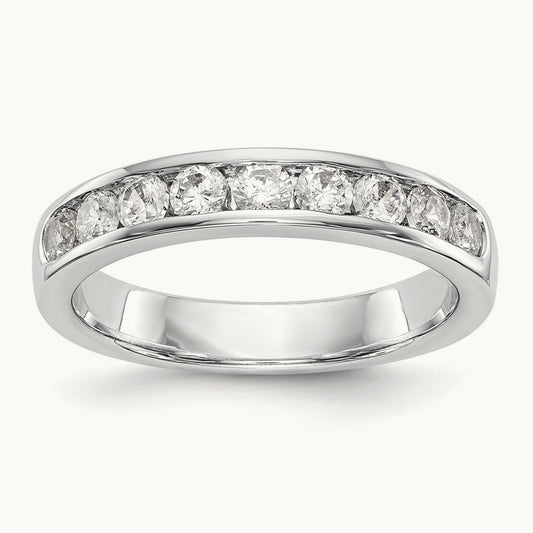 9-Stone Diamond Channel Band, 14K White Gold