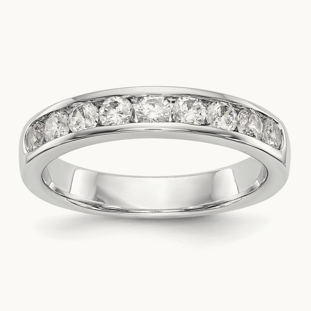 9-Stone Diamond Channel Band, 14K White Gold