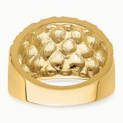 D/C Quilted Pattern Dome Ring, 14K