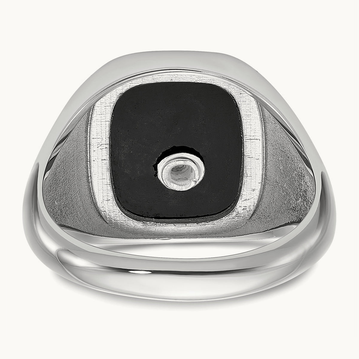 & Gold-plated Men's Textured w/ Black Enamel & Onyx Masonic Ring, 14K White Gold