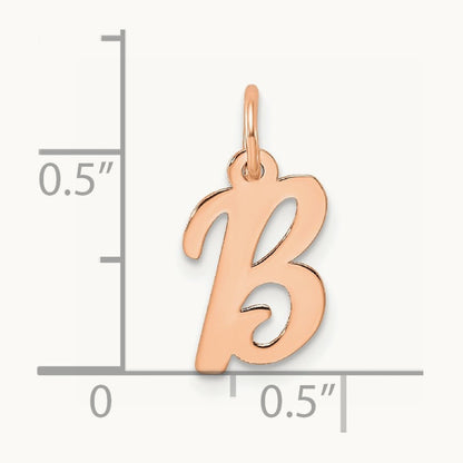 Small Script Letter B Initial Charm, 14K Rose Gold