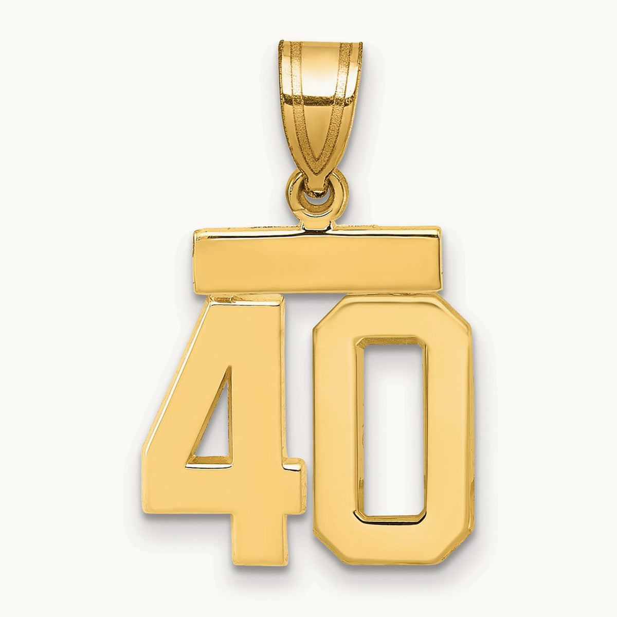 Small Polished Number 40 Charm — 14K Yellow Gold