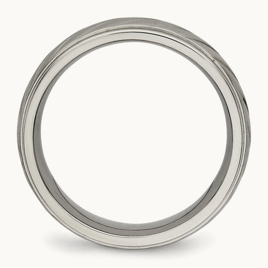 Brushed and Polished Grooved Band, 7mm, Titanium