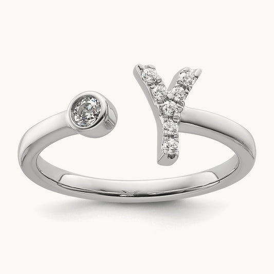 Initial Y Adjustable Ring, 0.10 ct tw Lab-Grown Diamond