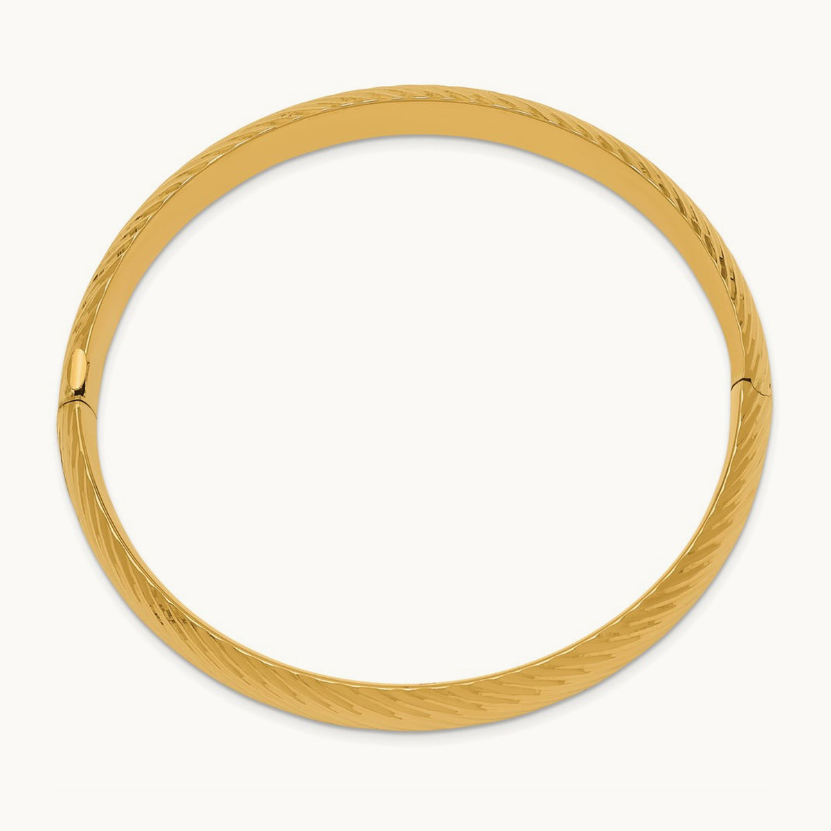 7/16 Textured Hinged Bangle, 14K