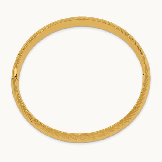 7/16 Textured Hinged Bangle, 14K
