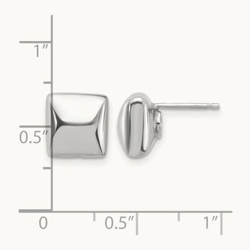 Rh-plat Polished Hollow Puffed Square Post Earring, Sterling Silver — Leslie's