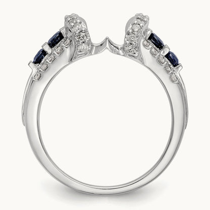 Diamond w/Sapphire Wrap, 14K White Gold