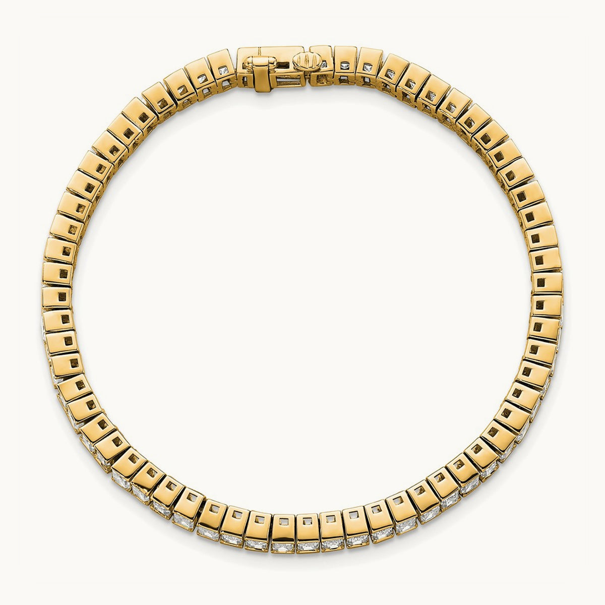 Emerald Bezel Tennis Bracelet — 14K Yellow Gold