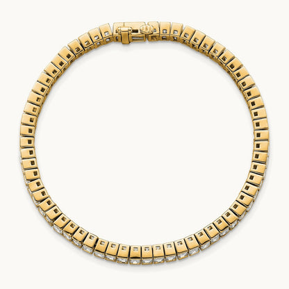 Emerald Bezel Tennis Bracelet — 14K Yellow Gold