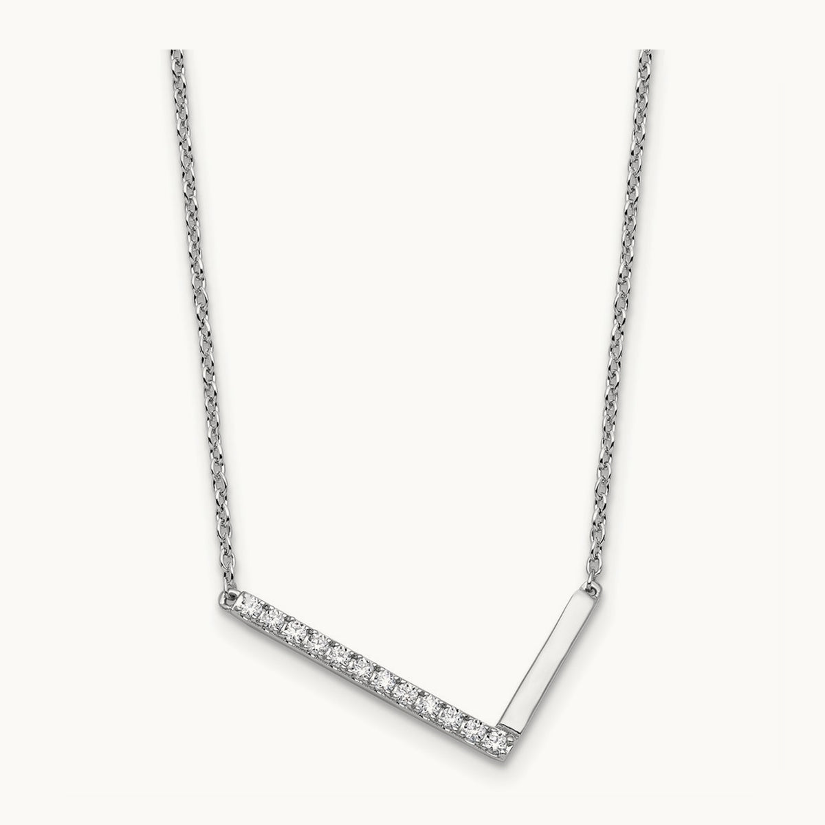 Sideways Diamond Necklace — 14K White Gold, L