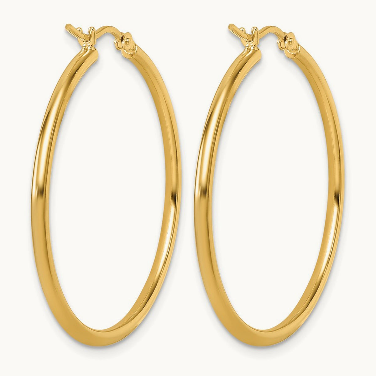 Polished Hoop Earrings — 14K Yellow Gold, 2x35mm