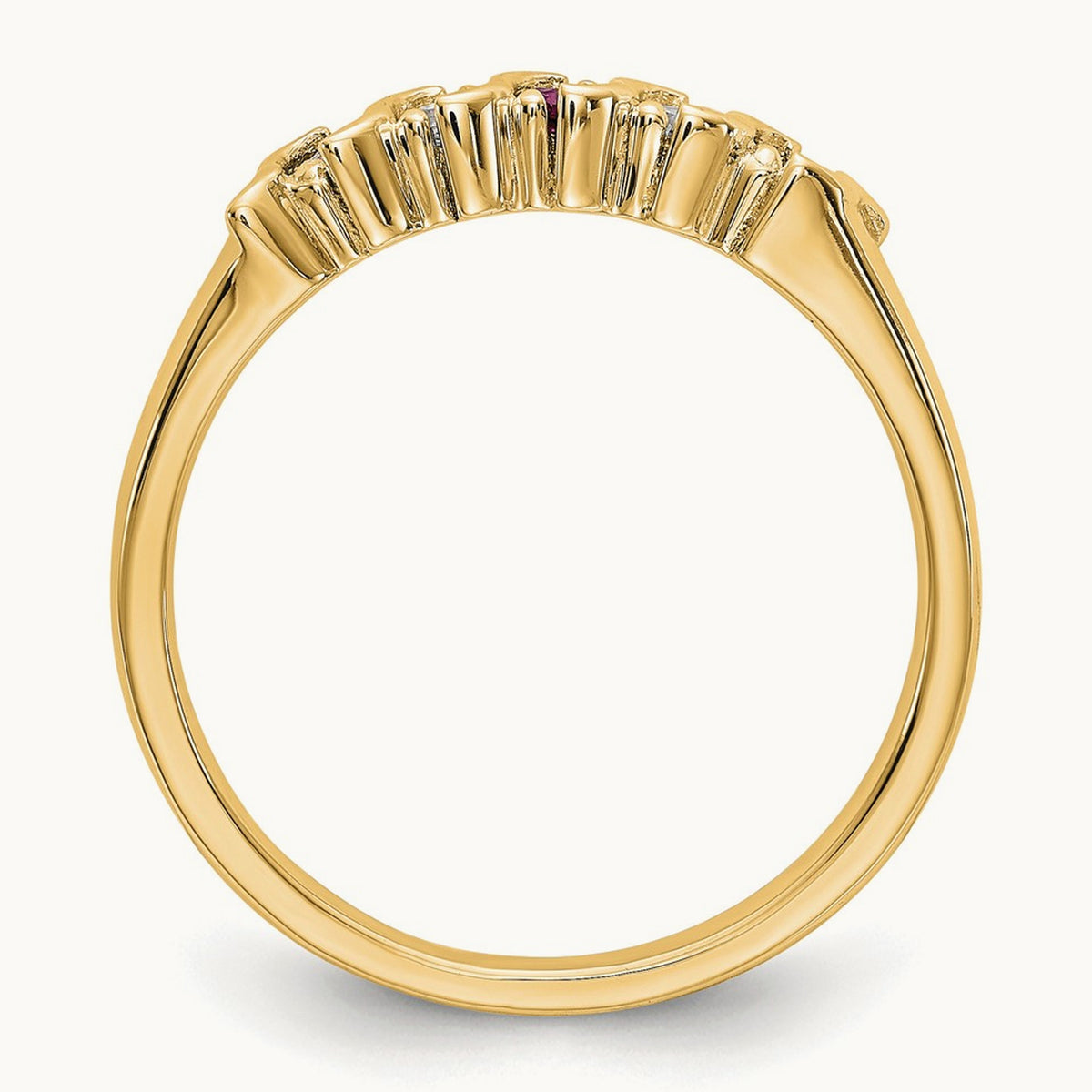 Diamond with Ruby Band — 14K Yellow Gold, 0.09 ct, 7