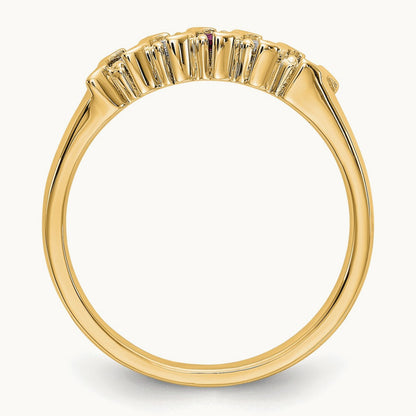 Diamond with Ruby Band — 14K Yellow Gold, 0.09 ct, 7