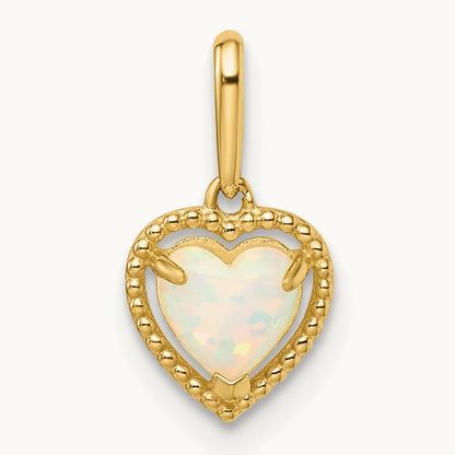 Lab Created Opal Heart Pendant, 14K