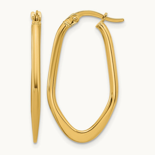 Polished Oval Hoop Earrings, 10K — Leslie's