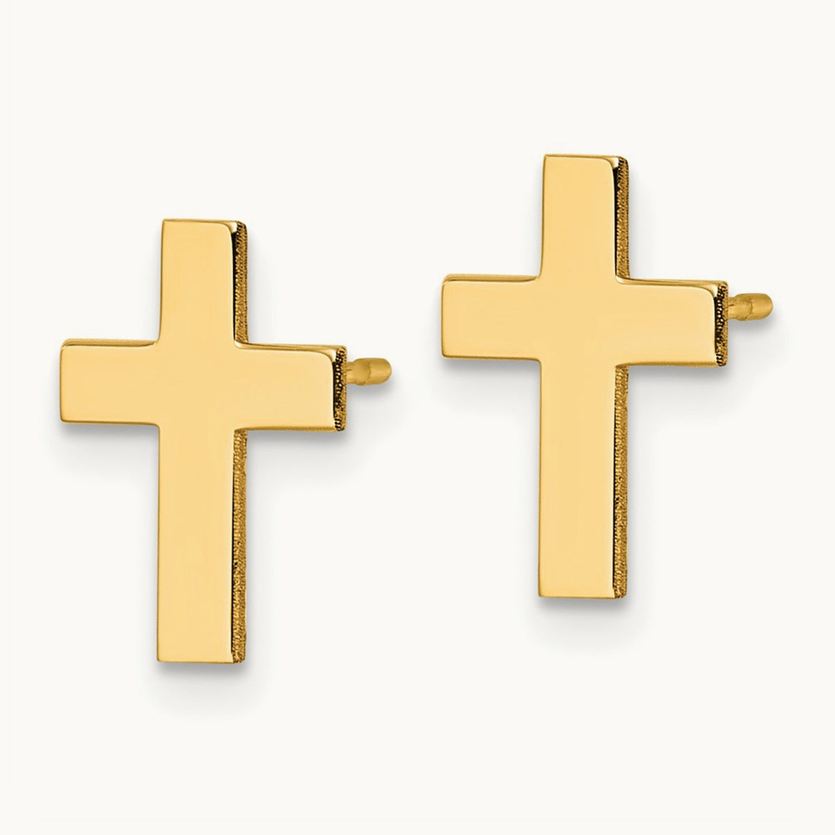 Polished Cross Earrings — 12mm