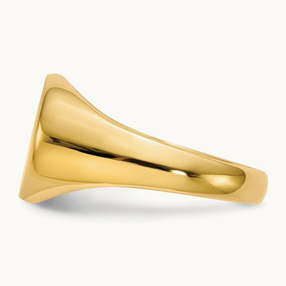 16.0x12. Closed Back Mens Signet Ring, 0mm, 14K