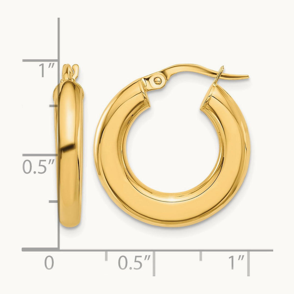 Polished Tube Hoop Earrings — 14K Yellow Gold