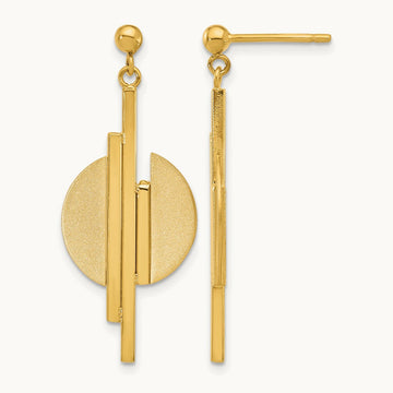 Polished and Brushed Dangle Post Earrings, 14K — Leslie's