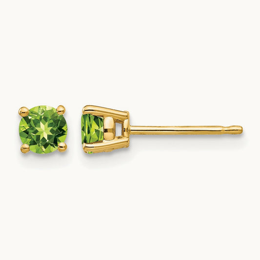 Peridot earring, 4mm, 14K