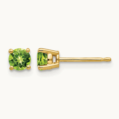 Peridot earring, 4mm, 14K