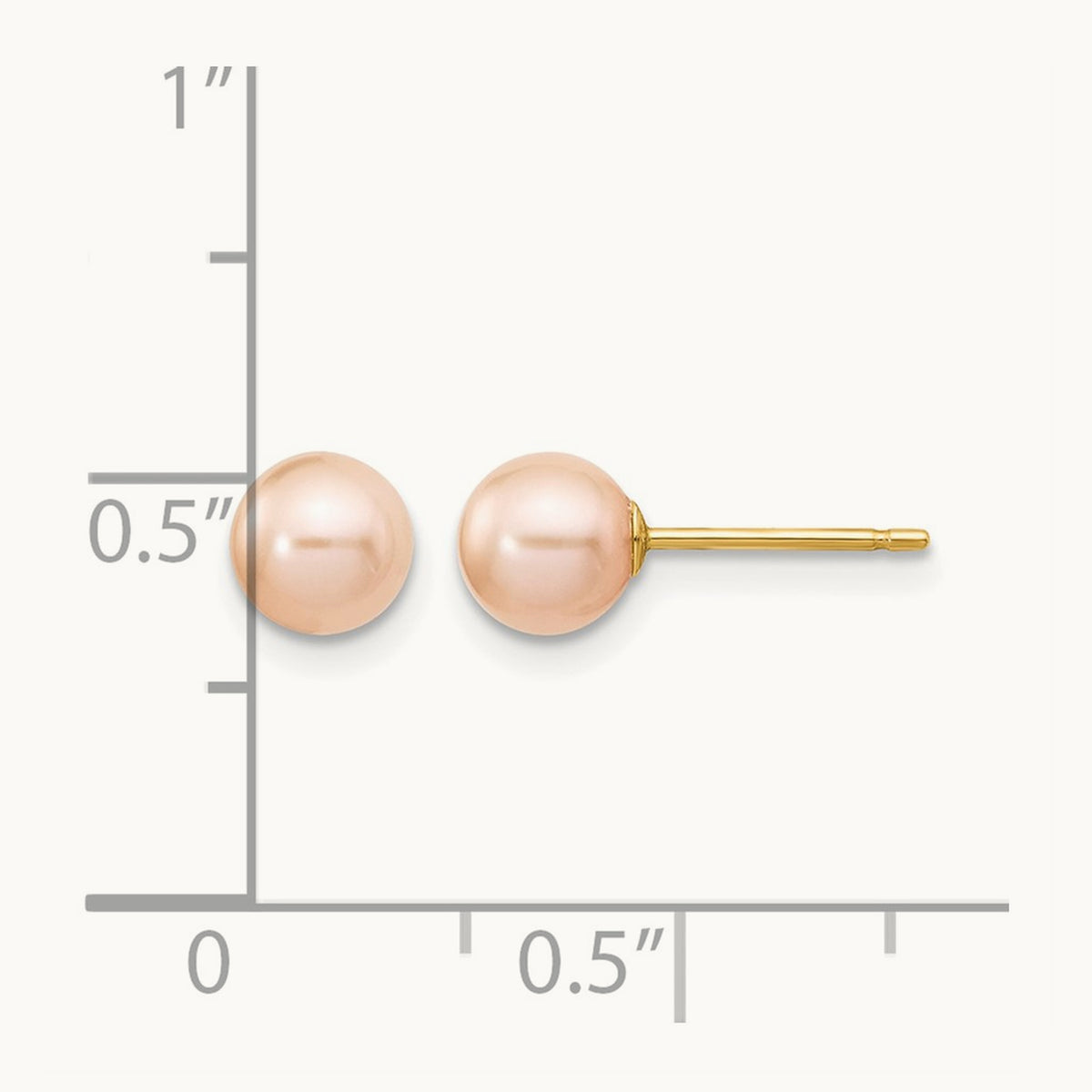 5- Pink Round Freshwater Cultured Pearl Stud Post Earrings, 6mm, 14K